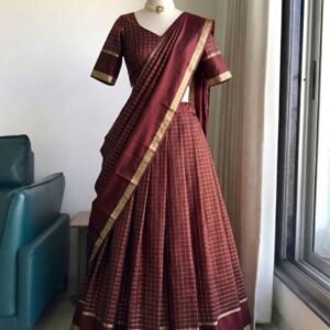 ✨ premium viscose georgette satin patta half saree ✨