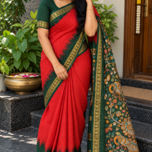 🧡 vibrant orange & chocolate brown uniform saree 🤎🥻